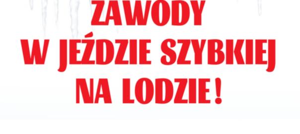 zawody w jeździe szybkiej na lodzie-napis