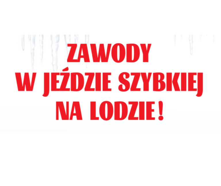 zawody w jeździe szybkiej na lodzie-napis